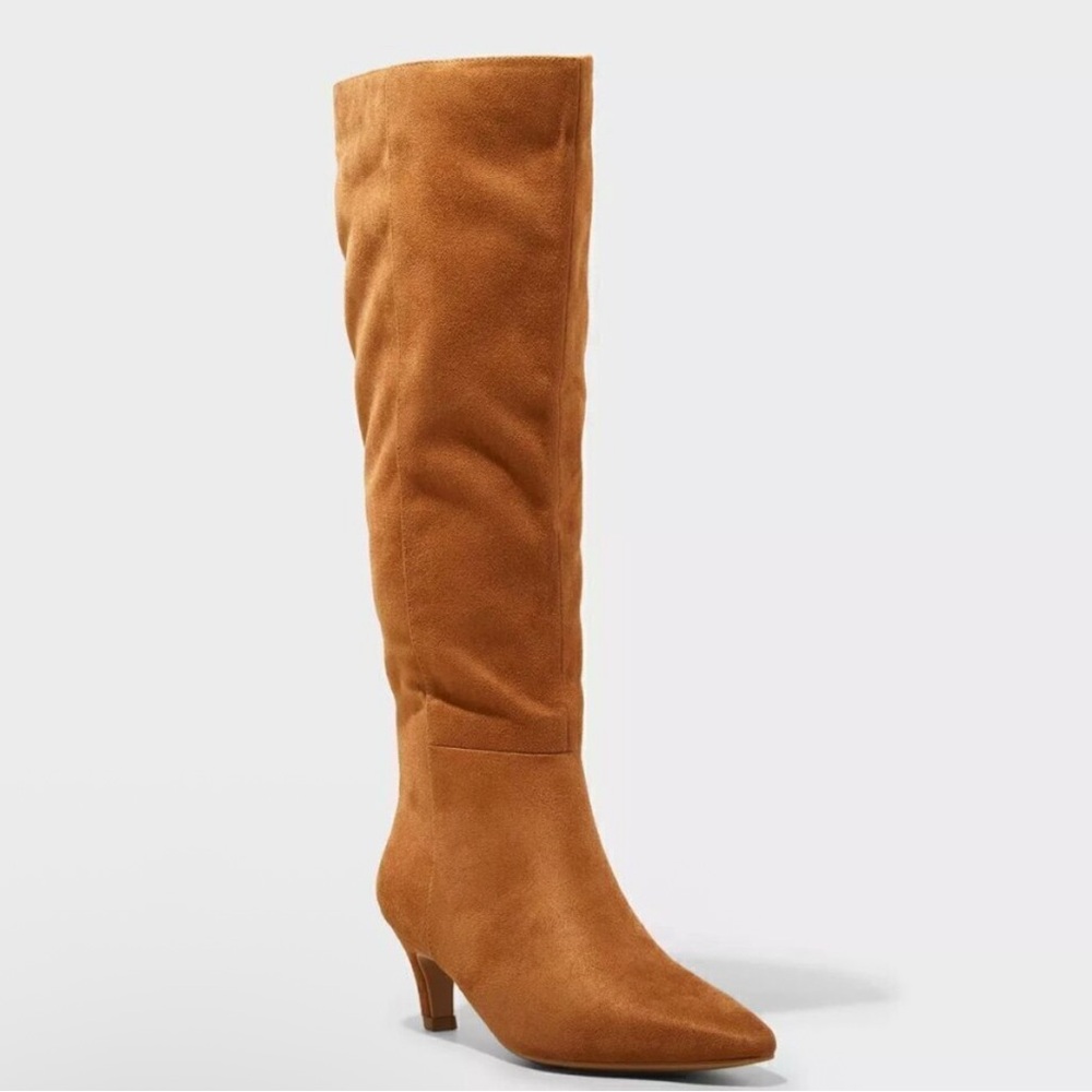 Universal Thread Women's Kendra Kitten Heel Tall Dress Boots